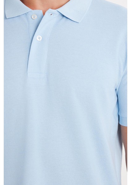 Erkek Regular Fit Klasik Kesim Pamuklu Yumuşak Dokulu Serin Tutan Kumaş Düz Mavi Polo Yaka Tişört modelleri