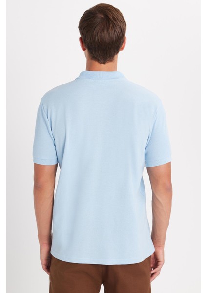Erkek Regular Fit Klasik Kesim Pamuklu Yumuşak Dokulu Serin Tutan Kumaş Düz Mavi Polo Yaka Tişört indirimleri