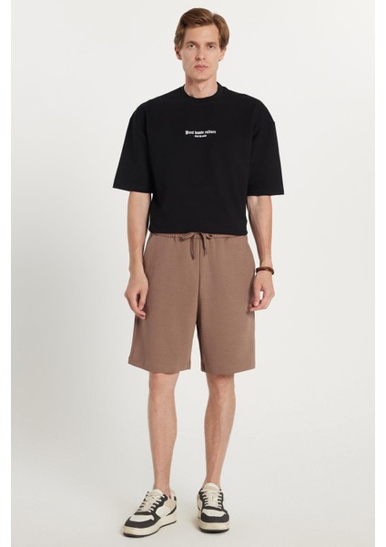 Erkek Relax Fit Rahat Kesim Yandan Cepli Bermuda Kahverengi Şort fiyatları