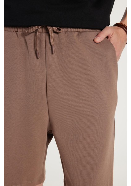 Erkek Relax Fit Rahat Kesim Yandan Cepli Bermuda Kahverengi Şort modelleri