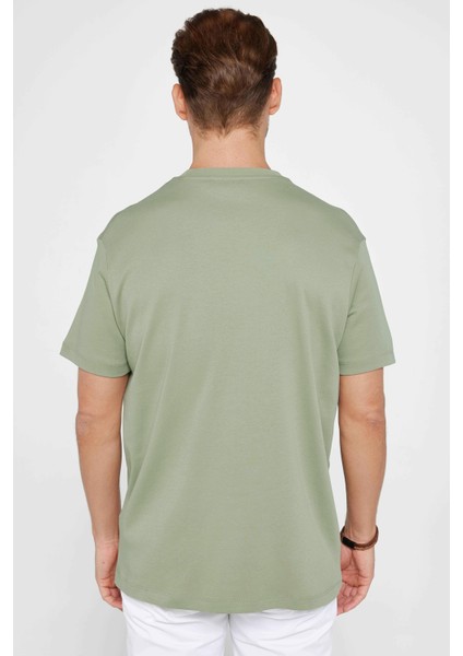 Unisex Relax Fit Rahat Kesim %100 Pamuk Yumuşak Dokulu Hafif Kalın Yeşil Bisiklet Yaka Tişört indirimleri