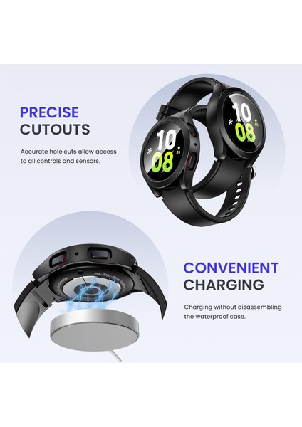 Galaxy Watch 4 / 5 44MM Uyumlu Kasa ve Ekran Koruyucu 360 Tam Koruma Sert Pc Kasa Koruyucu