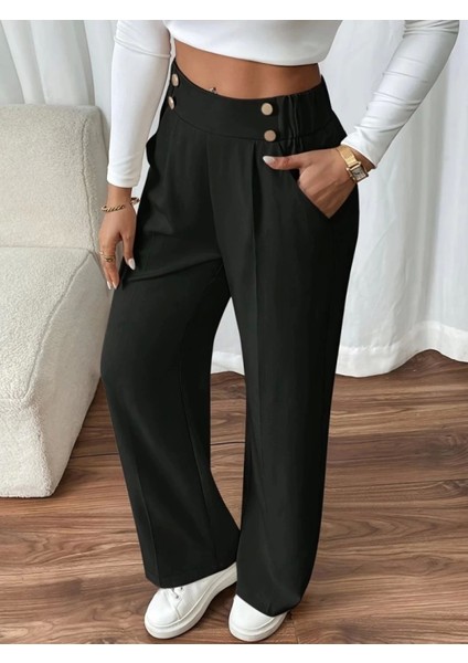 Kadın Beli Lastikli Düğmeli Ithal Krep Pantolon fırsatları