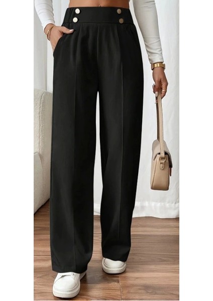 Kadın Beli Lastikli Düğmeli Ithal Krep Pantolon indirimleri