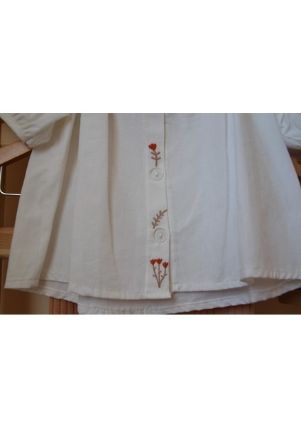 Beyaz Nakışlı Gömlekli Kız Çocuk Takım modelleri