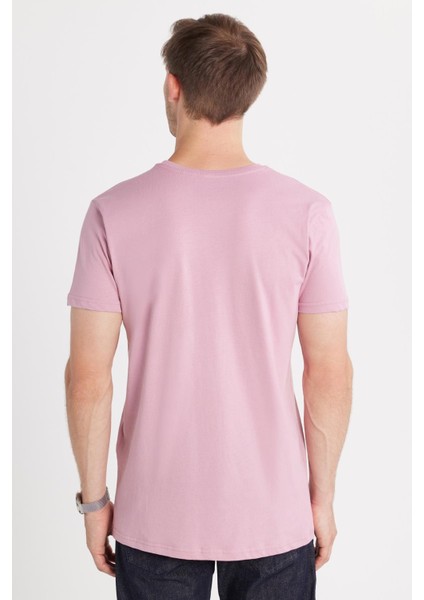 Unisex Slim Fit Dar Kesim %100 Pamuk Yumuşak Dokulu Lila Bisiklet Yaka Tişört indirimleri