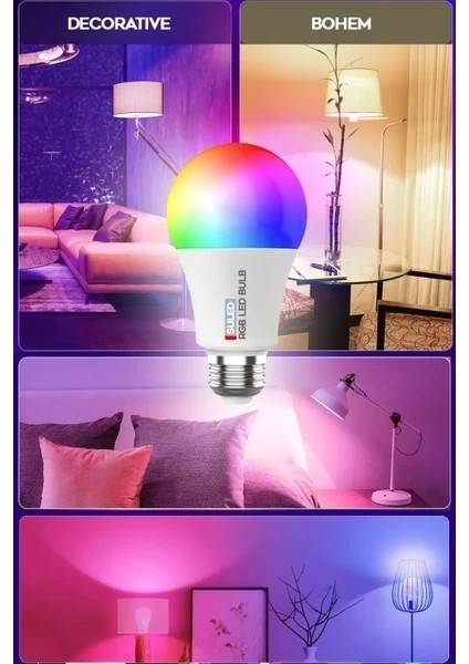 Rgb LED Ampül Kumandalı Ambiyans Aydınlatma Tasarruflu Lamba Renk Değiştiren LED Işık modelleri