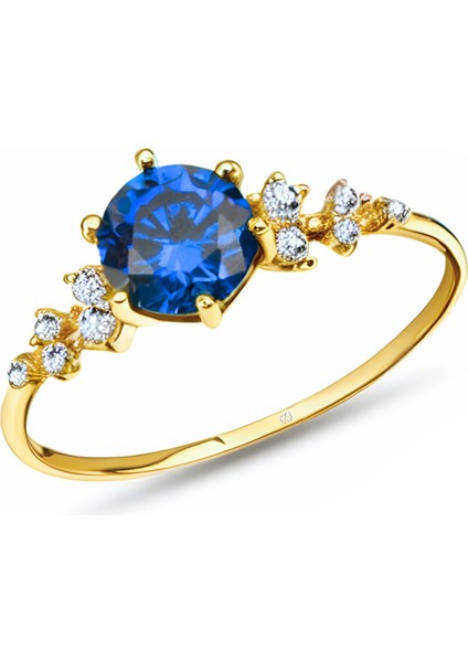 14 Ayar Altın Minimal Safir Yüzük