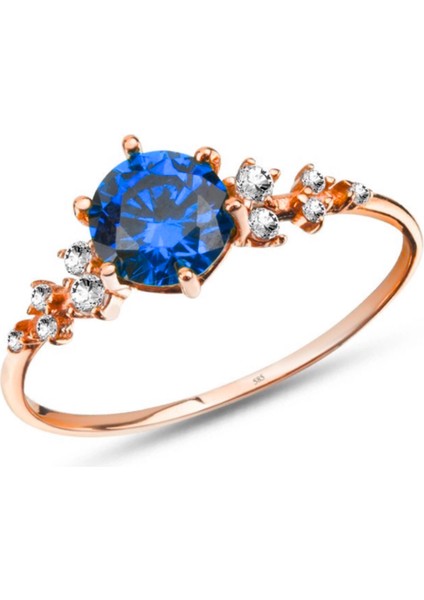 14 Ayar Altın Minimal Safir Yüzük modelleri