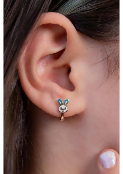 14 Ayar Altın Tavşan Çocuk Küpe