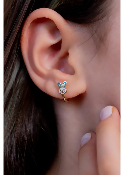 14 Ayar Altın Tavşan Çocuk Küpe modelleri