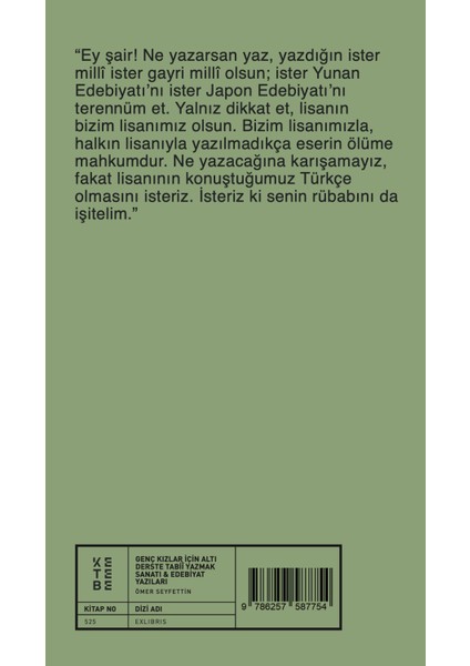 Genç Kızlar İçin Altı Derste Tabiî Yazmak Sanatı - Ömer Seyfettin fiyatları
