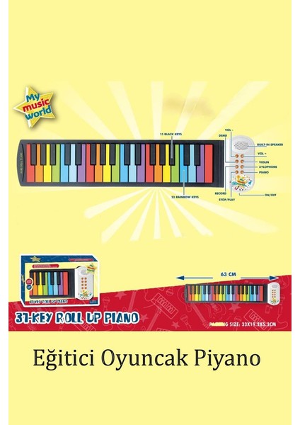 Kayıt Yapabilen 27 Tuşlu Katlanabilir Renkli Oyuncak Org Piyano - Oyuncak Piyano MY025 fiyatları