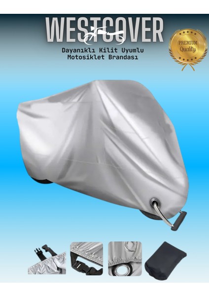Kadırga QM250T Uyumlu Kilit Uyumlu Gri Motosiklet Brandası,örtüsü,çadırı