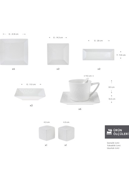 Forever Bone Trend Emboss 32 Parça 6 Kişilik Kahvaltı Takımı fiyatları