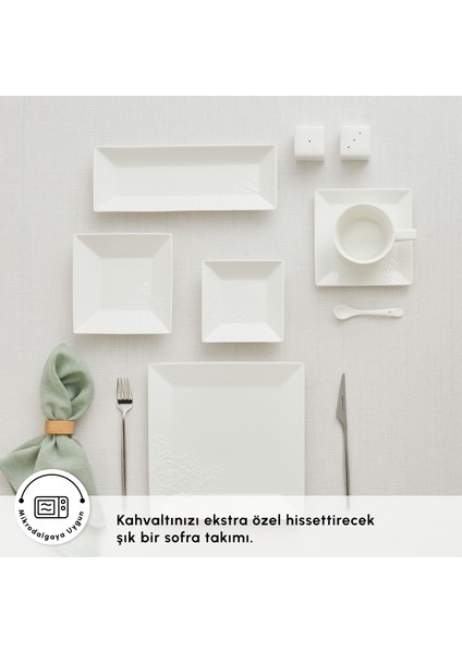 Forever Bone Trend Emboss 32 Parça 6 Kişilik Kahvaltı Takımı fırsatları