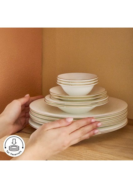 Fine Pearl Fame 26 Parça 6 Kişilik Kahvaltı Takımı Gold