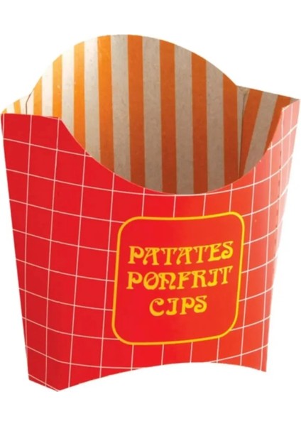 Desenli Karton (Patates) Cips Kutusu Ekonomik