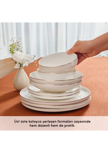 Stream Bone Merope 53 Parça 12 Kişilik Yemek Takımı Gold