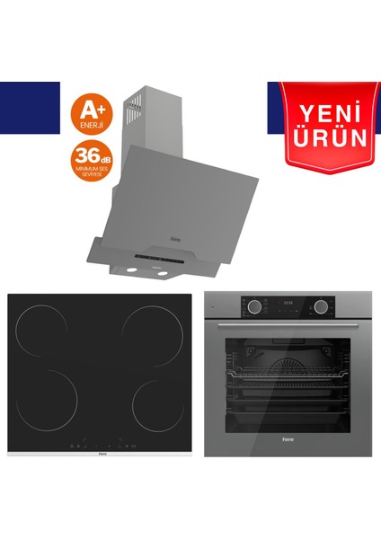 Fryart Serisi Silenart Vitroseramik Elektrikli Ankastre Set (XE63CPR + MS261 + D065 -Sa)