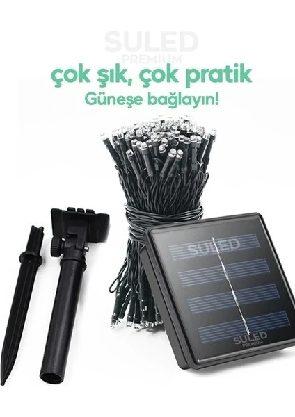 10 Metre Solar Enerjili Dekoratif 100 LED Işık Bahçe Balkon ve Süsleme Ledleri Gün Işığı modelleri