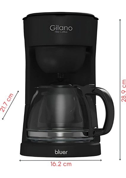 Gilano 1.25L Filtre Kahve Makinesi | 750W Güç, Sıcak Tutma & Damlatma Önleme, Cam Demlik, Otomatik Kapanma fiyatları
