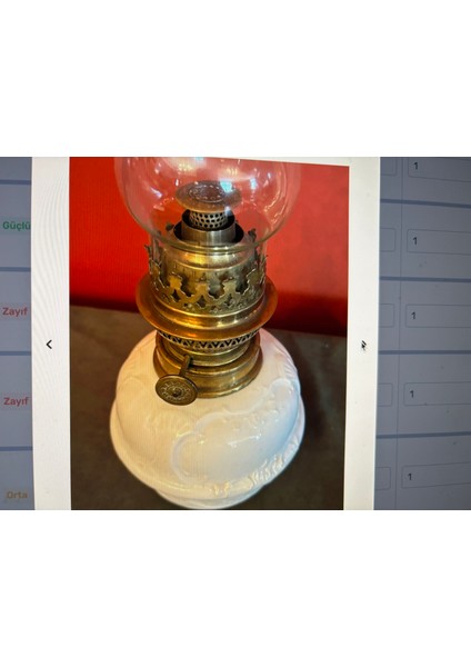 Antika Fransız Porselen Gaz Lambası 41 cm Boyunda modelleri