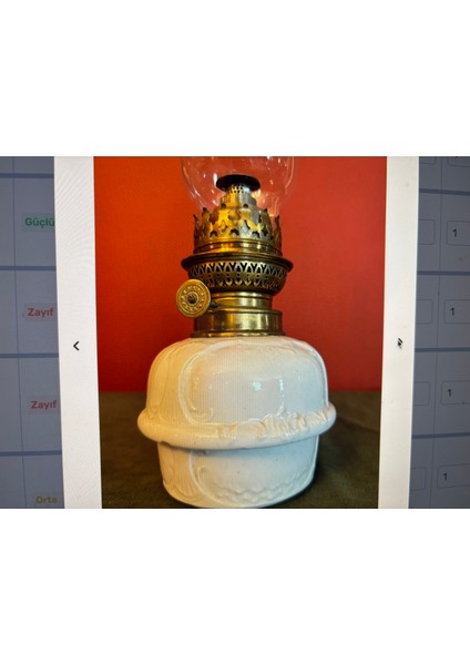 Antika Fransız Porselen Gaz Lambası 41 cm Boyunda fırsatları