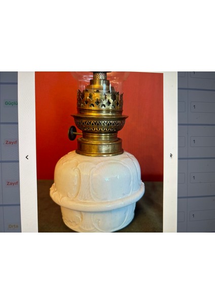 Antika Fransız Porselen Gaz Lambası 41 cm Boyunda