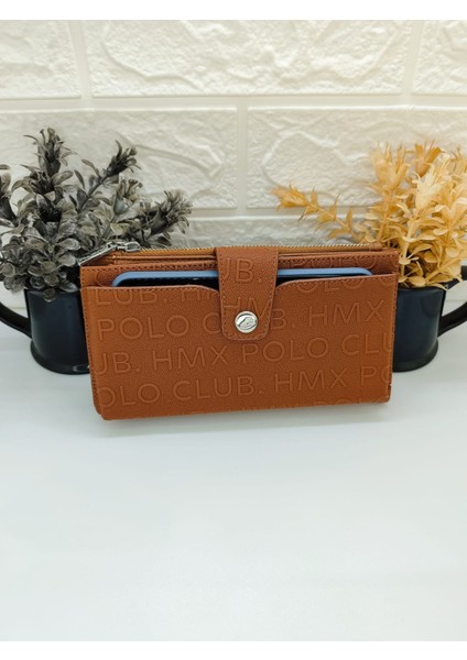Hmx Polo Kahverengi Telefon Bölmeli Cüzdan