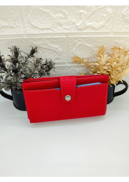 Hmx Polo Kırmızı Telefon Bölmeli Cüzdan