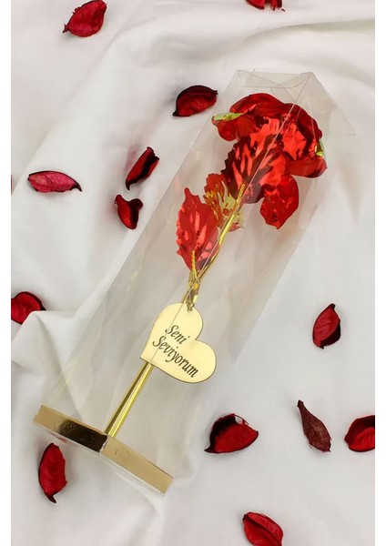 Sonsuzluk Gülü Seni Seviyorum Yazılı Kutulu Dekoratif Yapay Gül Aranjmanı Romantik Hediye Seçeneği Kalıcı Anlamlı ve Şık Tasarımıyla Sevgililer Günü ve Özel Günler Için Ideal Armağan