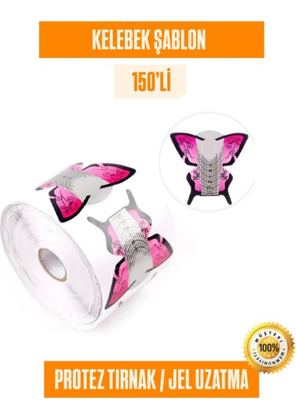150'Lİ Protez Tırnak, Jel Uzatma Kelebek Şablon