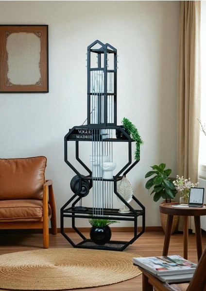 Dekoratif Siyah Metal Kitaplık Raflı Gitar Ünite Çok Amaçlı Salon Ofis Düzenleyici fiyatları