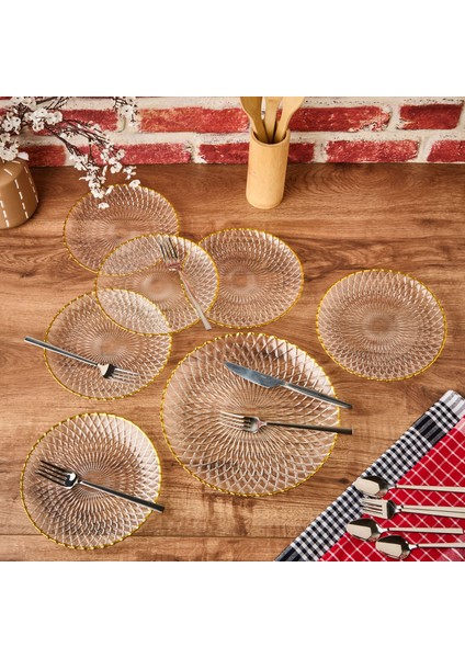 Kitchen Zelazo 7 Parça Pasta Seti - Şeffaf / Altın