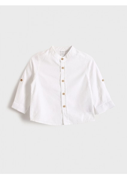 Lcw Kids Beyaz Hakim Yaka Uzun Kollu Basic Erkek Bebek Gömlek