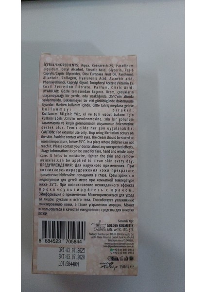 Biocosmetics Snail Serum Cream Collagen /sümüklü Böcekli Serum Krem Kolojen fiyatları