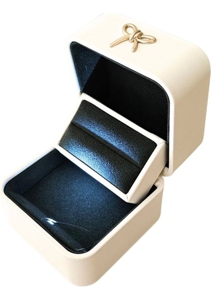 Işıklı Premium Deri Yüzük & Alyans Kutusu (Beyaz) fiyatları