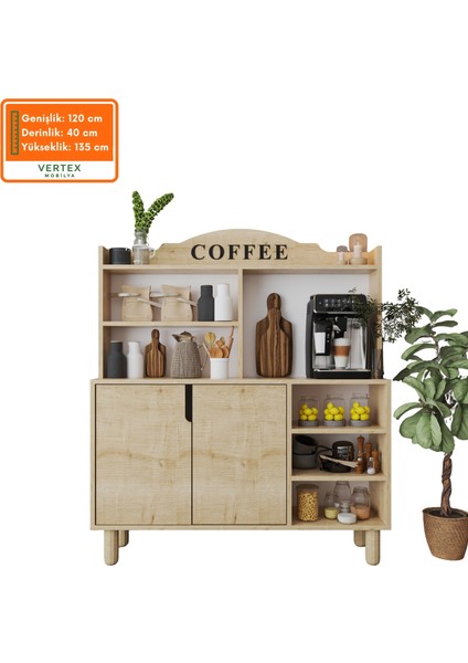 Pisa Kahve Köşesi-Çok Amaçlı Dolap-Mutfak Dolabı Safir Meşe