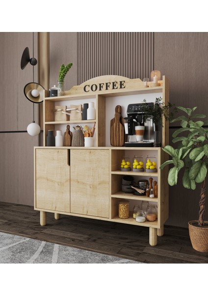 Pisa Kahve Köşesi-Çok Amaçlı Dolap-Mutfak Dolabı Safir Meşe modelleri