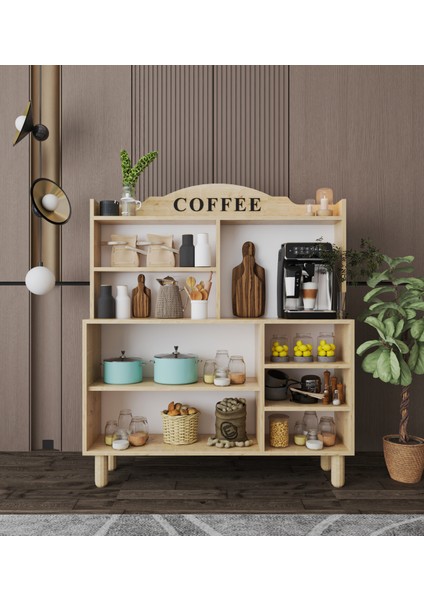 Pisa Kahve Köşesi-Çok Amaçlı Dolap-Mutfak Dolabı Safir Meşe fırsatları