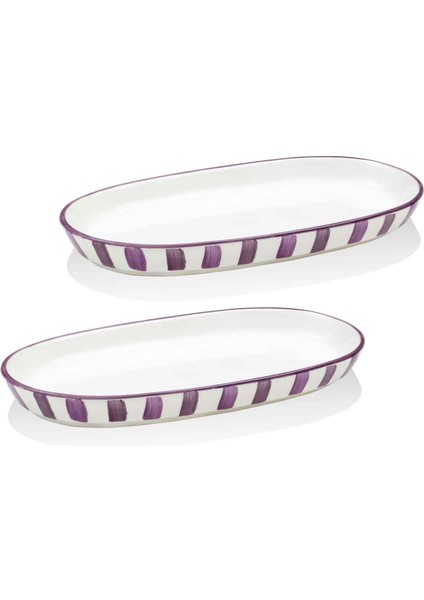 Joy Oval Servis 2li Set Mor 14X26X3 cm
