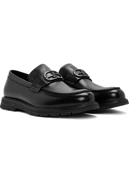 Erkek Siyah Tokalı Deri Casual Loafer 25WFD690918 modelleri