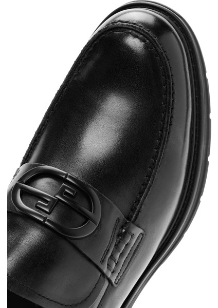 Erkek Siyah Tokalı Deri Casual Loafer 25WFD690918