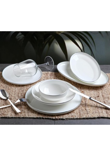 Gönül 26 Parça Silver Porselen 6 Kişilik Yemek Takımı