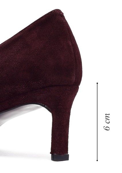 Kadın Bordo Kısa Ince Topuklu Süet Deri Stiletto 25AFD184910 fiyatları