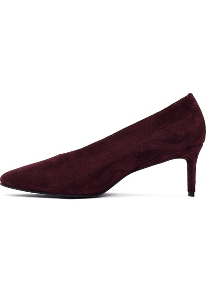 Kadın Bordo Kısa Ince Topuklu Süet Deri Stiletto 25AFD184910 fırsatları
