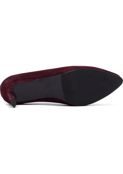 Kadın Bordo Kısa Ince Topuklu Süet Deri Stiletto 25AFD184910 indirimleri
