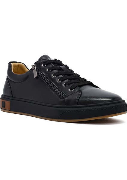 Erkek Beyaz Bağcıklı Deri Sneaker 25WFD697118