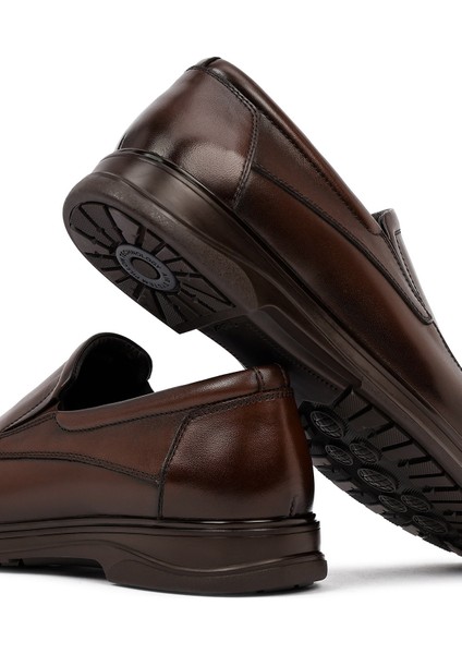 Erkek Kahverengi Deri Casual Loafer 25WFD676218